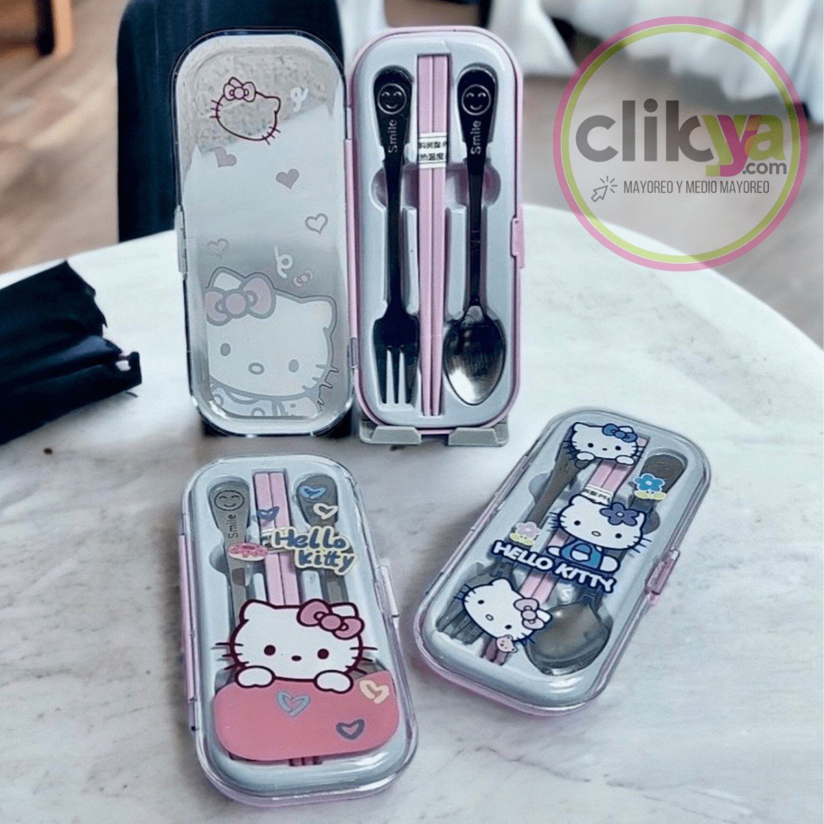 SET CUBIERTOS ESTUCHE CON PALITOS HELLO KITTY